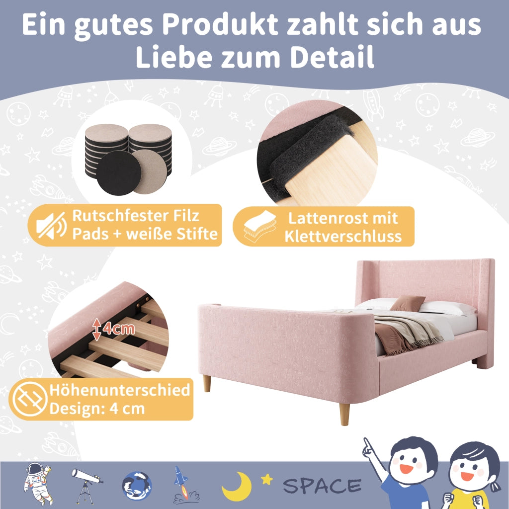letto singolo velluto rosa 90 x 200 cm