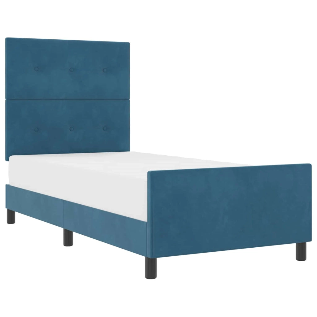 Letto a molle con testiera Blu Scuro 100 x 200 cm Velluto
