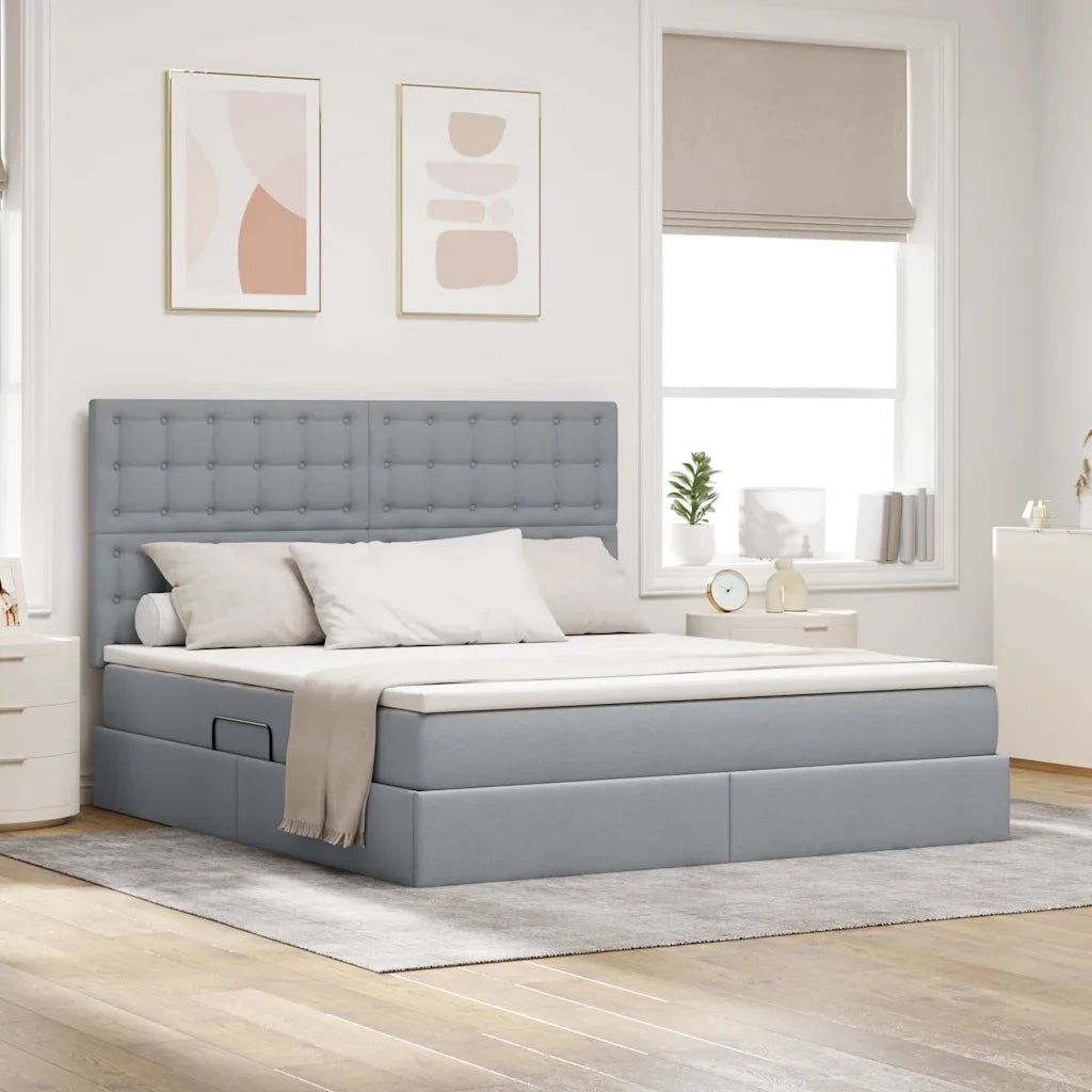 Letto con contenitore e LED con led Grigio chiaro 180 x 200 cm
