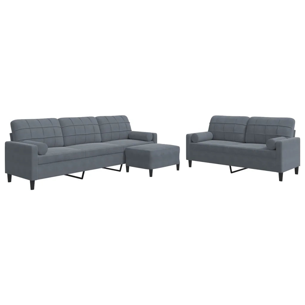 Set di Divani 3 pz con Cuscini e Rinforzi Grigio Scuro Velluto 3278502