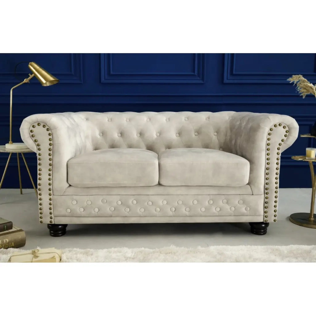 Divano dritto EDGAR – Bianco champagne – 2 posti – Stile barocco