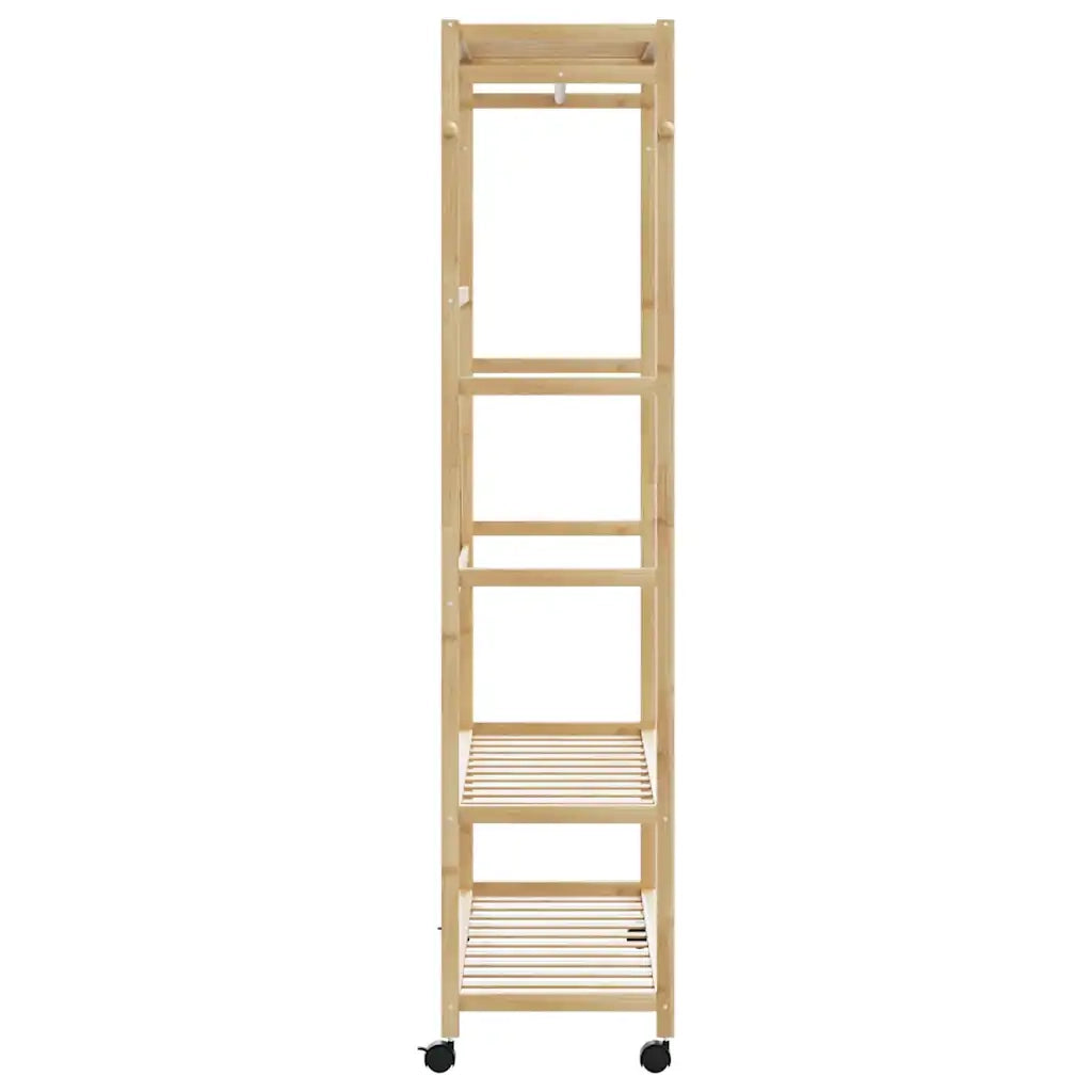 Appendiabiti con Ripiani e Ruote 110x40x180 cm in Bambù 4008923