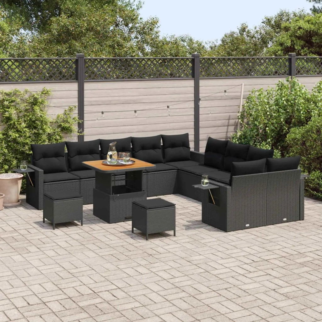 Set Divano da Giardino con cuscino 13 pcs Nero polyrattan 3363749