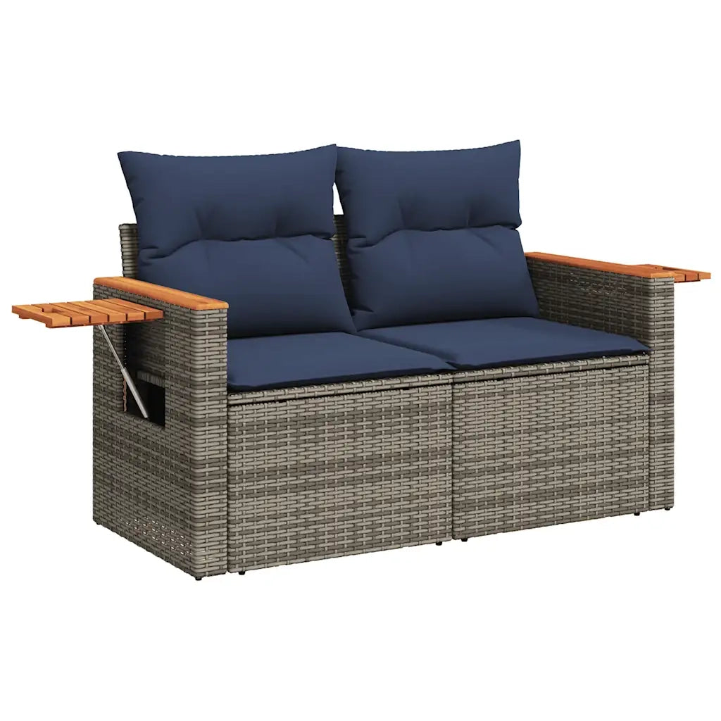 Set Divani da Giardino con Cuscini 7pz Nero Polyrattan Acacia 3327624