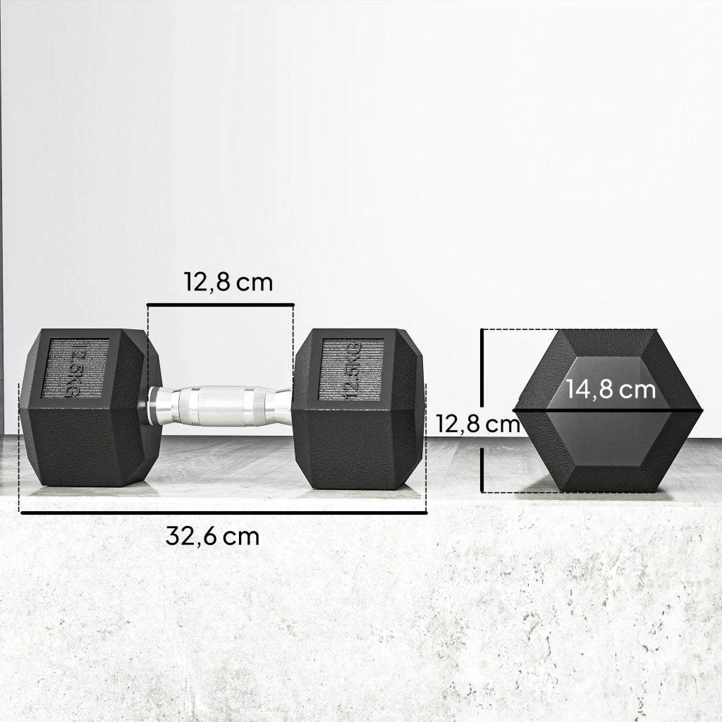 Manubri esagonali 25 kg ¨C Minimal ¨C gomma nera