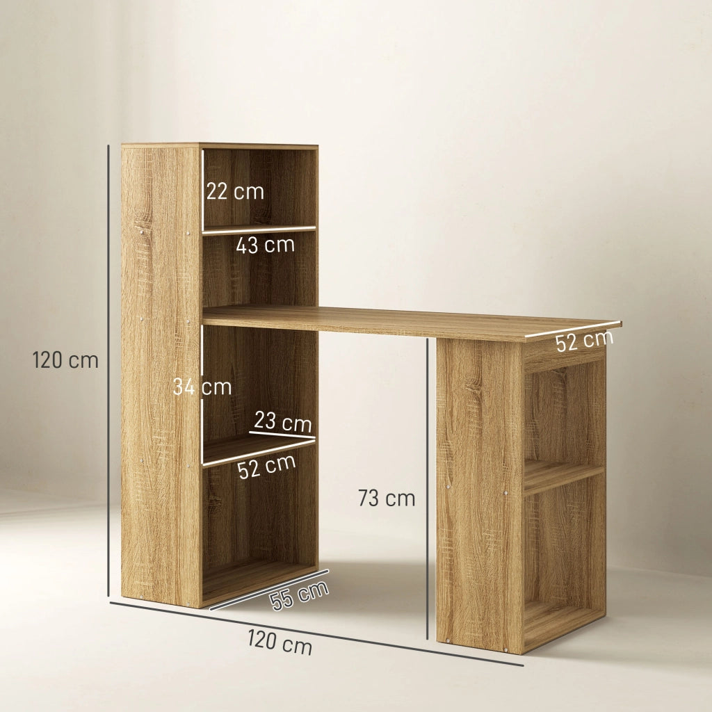 Scrivania angolare con libreria ¨C Minimal ¨C Legno rovere