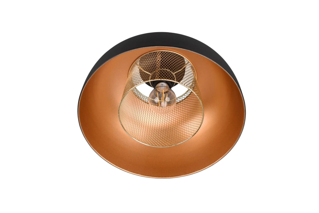 Plafoniera moderna RL Punch in metallo nero/oro 35cm E27