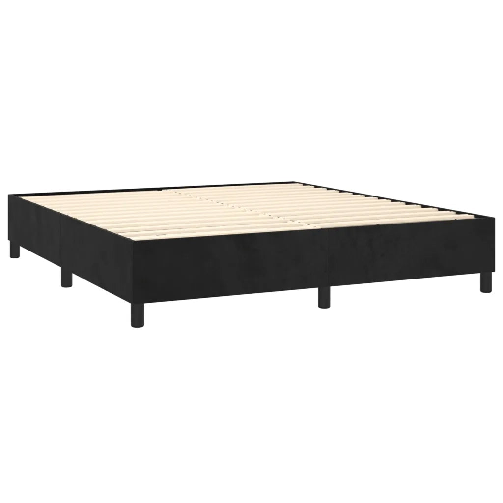 Letto a Molle con Materasso e LED Nero 160x200 cm in Velluto 3136313