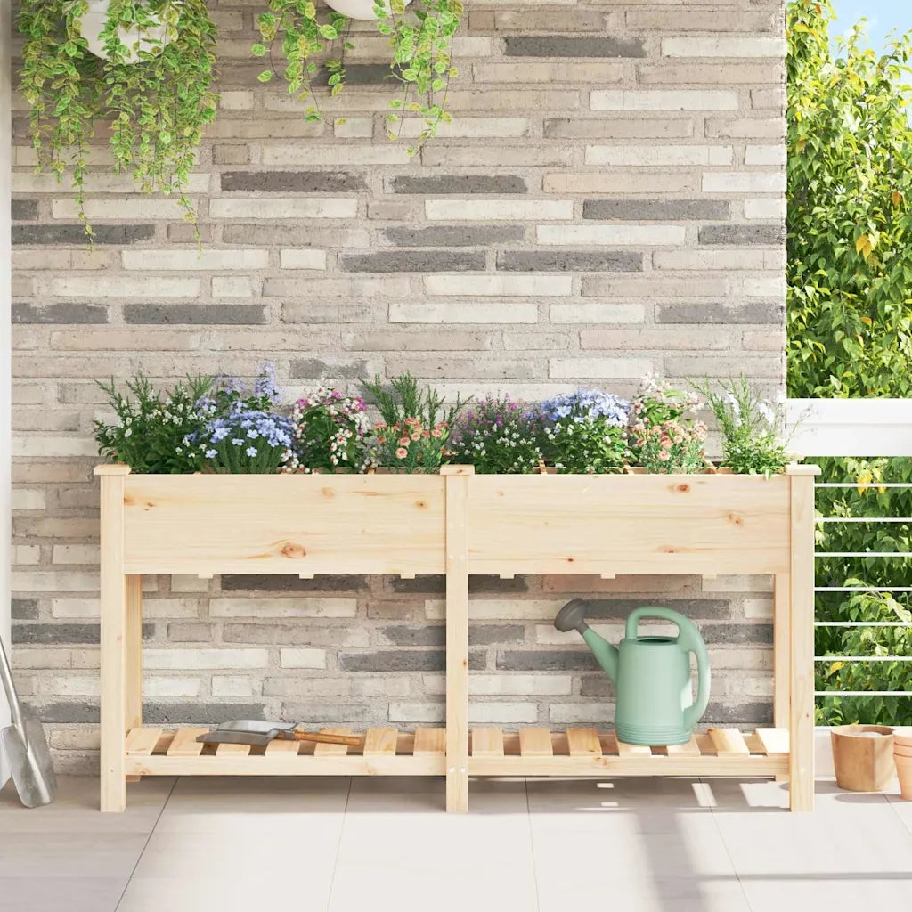 Fioriere | Cassetta per fiori | Vaso da giardino con lo scaffale Beige 161,5 x 45 x 76,5 cm