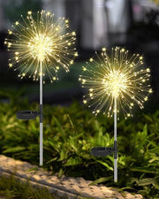 Illuminazione di giardino a energia solare: 2 pezzi 120 led fuochi di artificio illuminazione di giardino - 8 modi fiore di campo giardinaggio pianta, impermeabile e caldo bianco