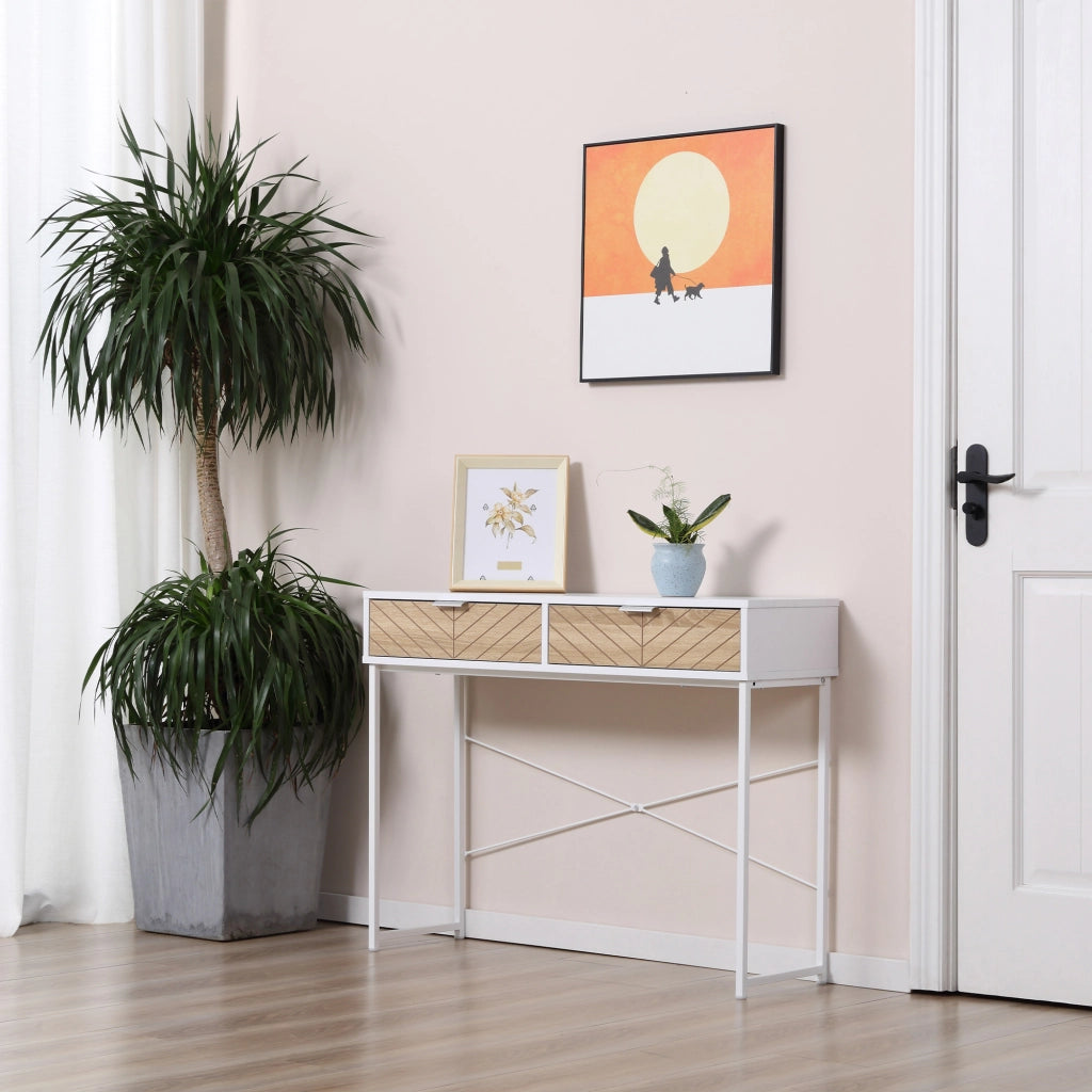 Consolle con 2 Cassetti ¨C Minimal ¨C Bianco Metallo 100x30x75cm