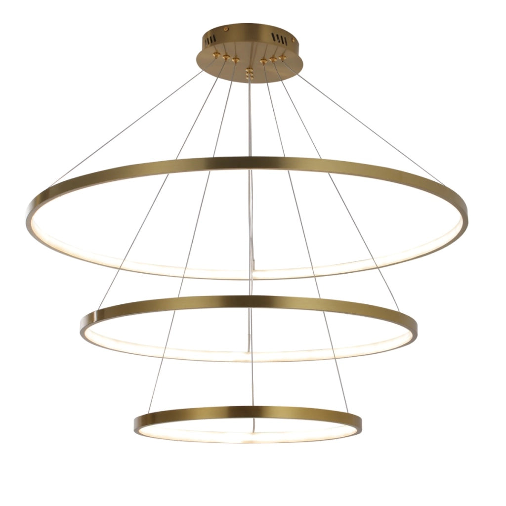 Lampadario moderno oro 3 anelli LED 60W 4000K Ø80cm