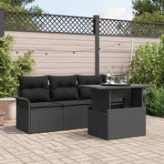 Set Divano da Giardino 5 pcs Nero Rattan in Polipropilene