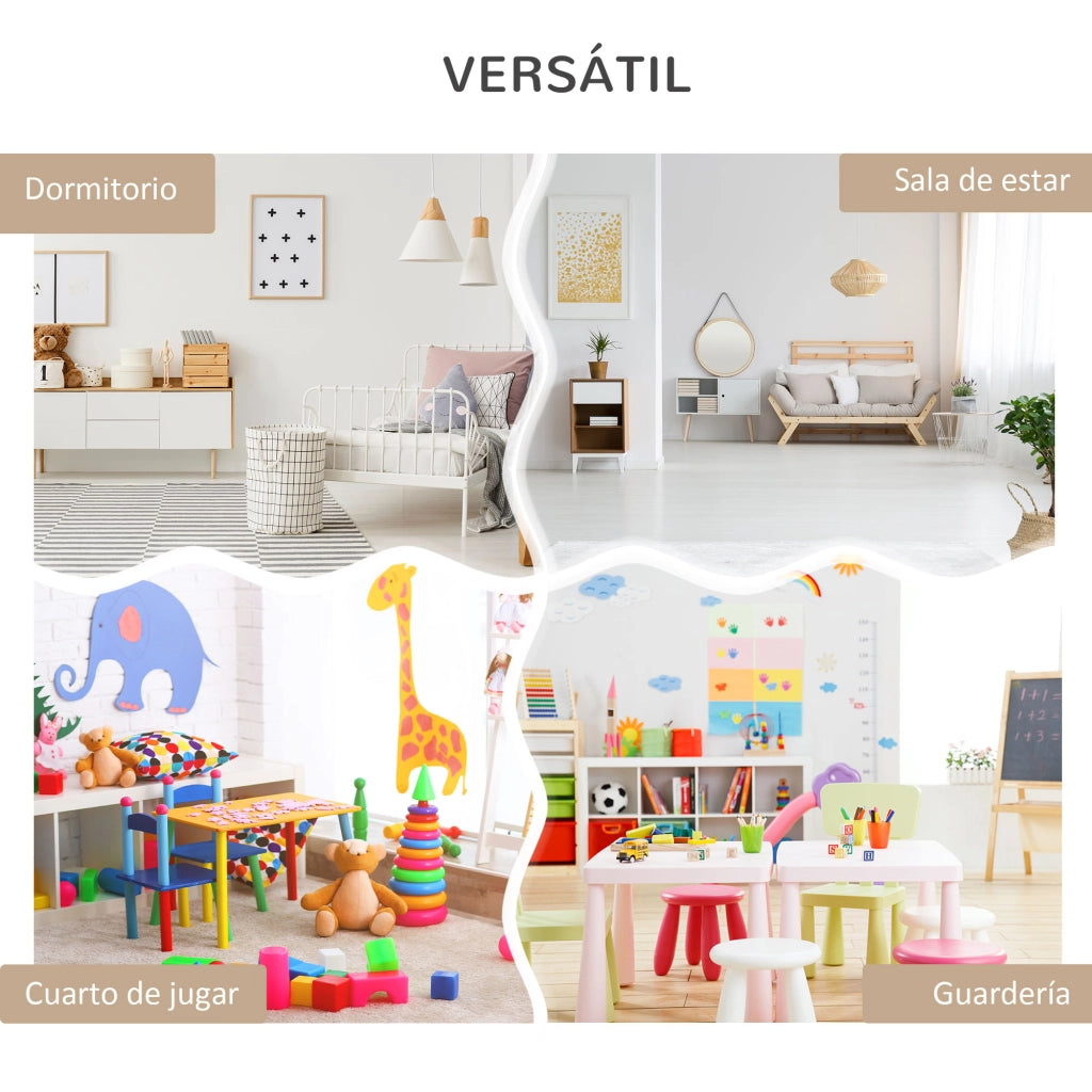 Libreria per Bambini con 3 Ripiani, 2 Cubi e Cassetti con Ruote ¨C Minimal ¨C 60x30x90 cm Grigio