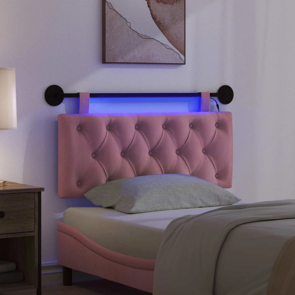 Testiera sospesa Con luce LED Rosa Velluto 3424585