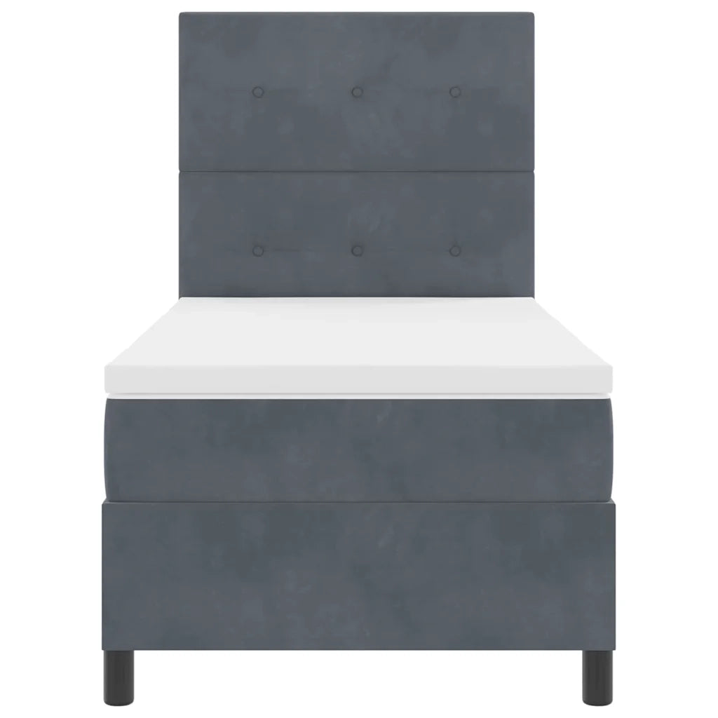 Letto a molle con materasso Grigio scuro 90 x 190 cm Velluto 3339801