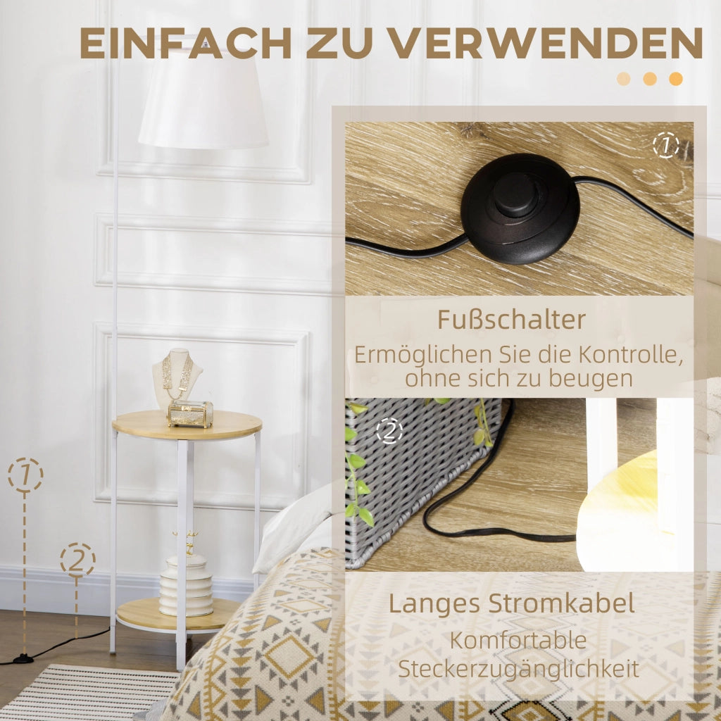 Lampada da terra con 2 ripiani ¨C zephmum ¨C Naturale + Bianco