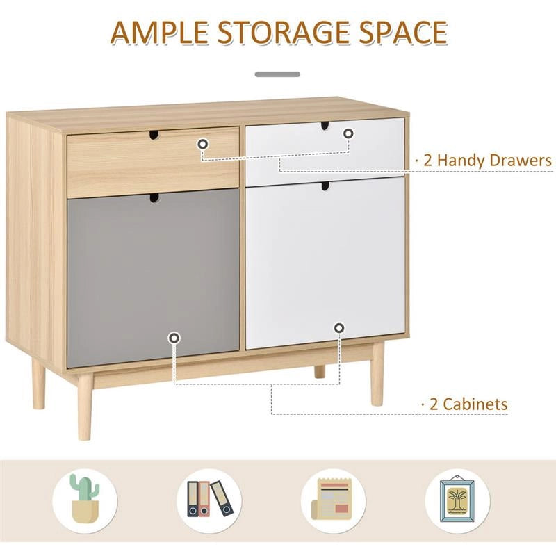 MOBILE MULTIUSO STILE NORDICO 100X40X79.5CM MULTICOLORE