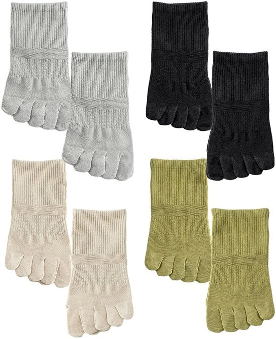 Set di 4 Paia di Calze da Donna in Cotone con Cinque Dita