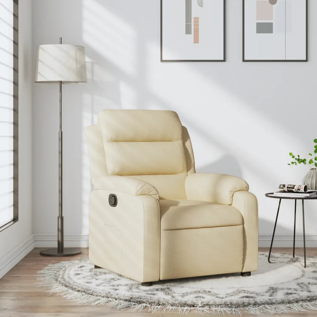 Poltrona | Sedia Relax Reclinabile in Tessuto Crema