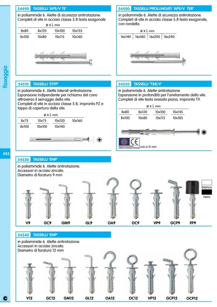 100pz elematic tasselli enp/oc9 occhiolo chiuso diametro 9 mm cod:ferx.6246