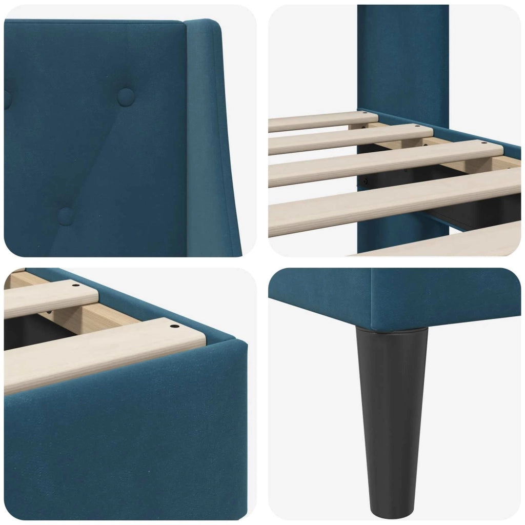 Struttura del letto con testiera-Giroletto Blu 200 x 200 cm Velluto 974803