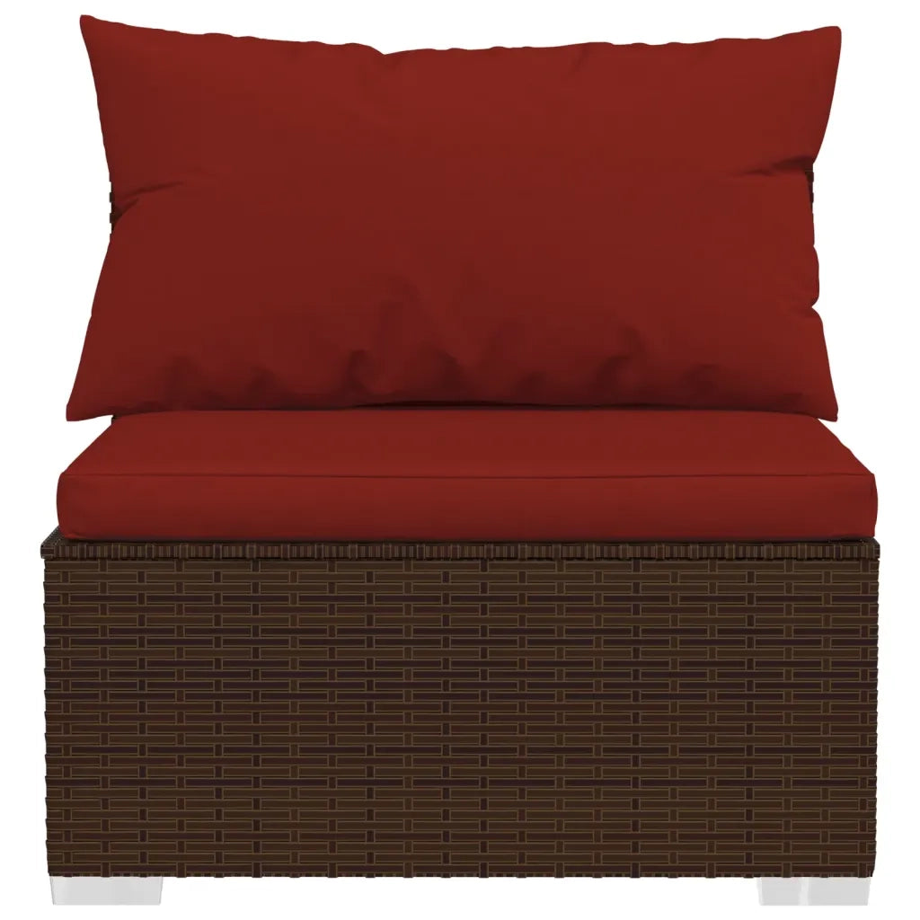 Set Divani da Giardino 9 pz con Cuscini in Polyrattan Marrone 3102059