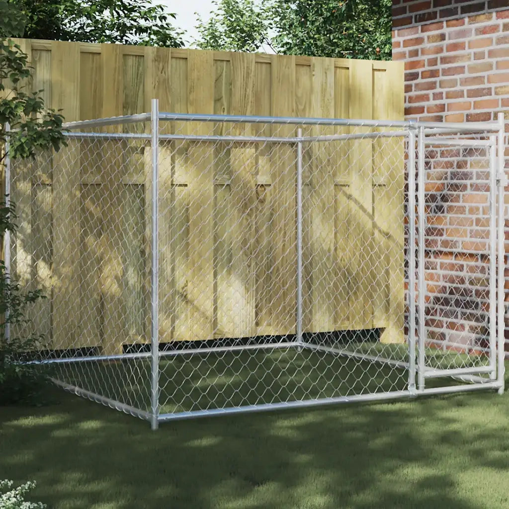 Gabbia per Cani con Porta Grigia 2x2x1,5 m in Acciaio Zincato CFW3781916