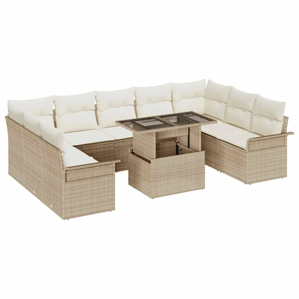 Set Divano da Giardino 10 pcs Beige Rattan in Polipropilene 3357084