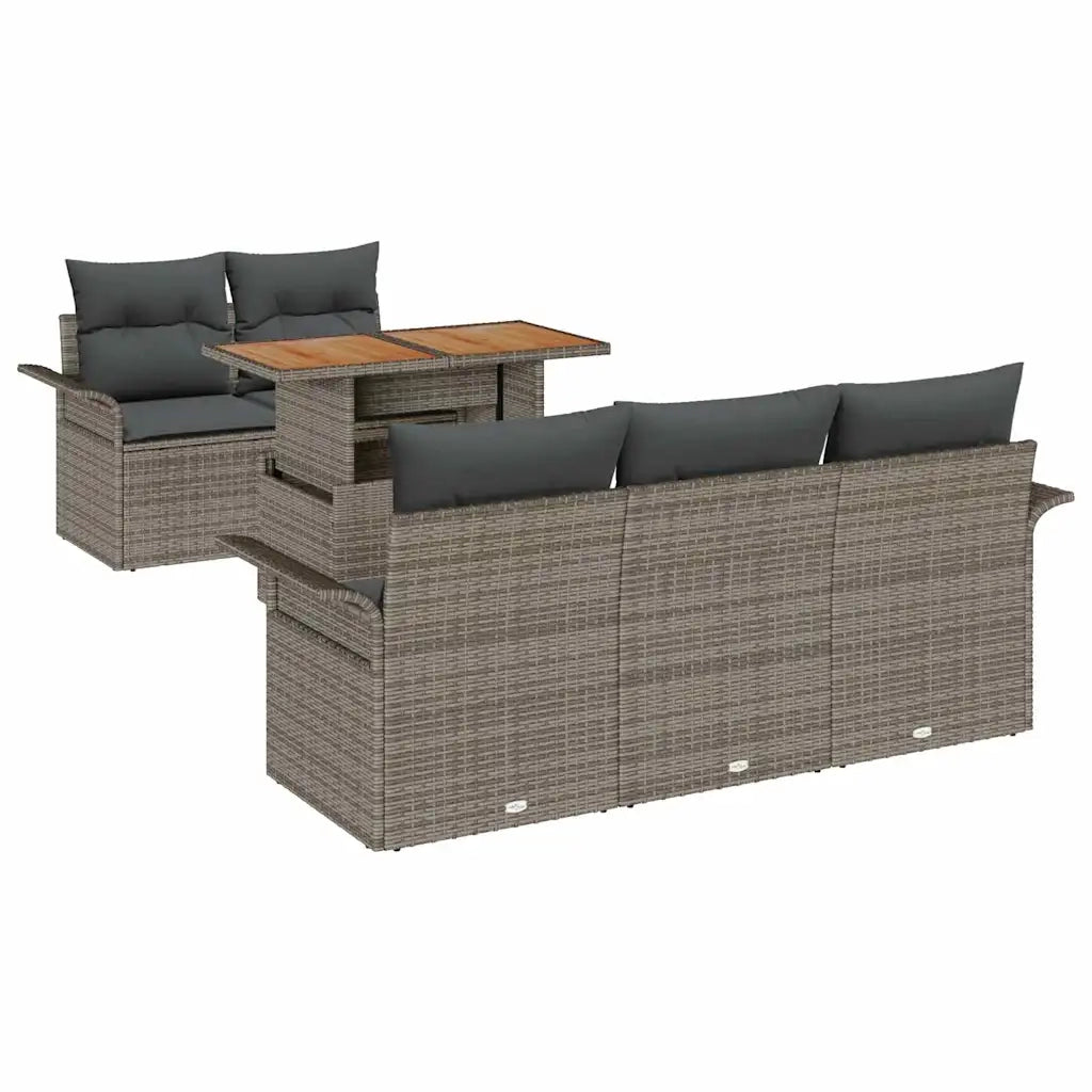 Set Divano da Giardino con cuscino 6 pcs Grigio polyrattan 3349271