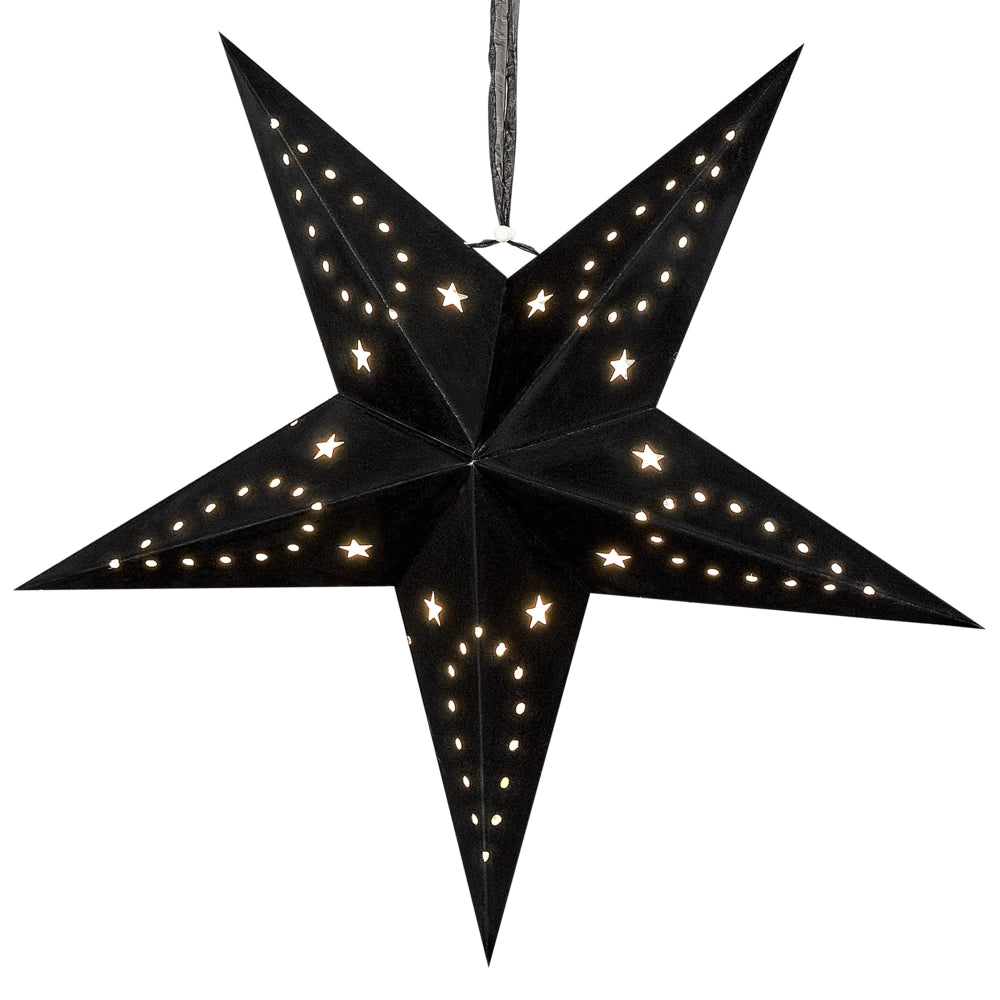 Set di 2 stelle LED in carta di colore nero 45 cm velluto decorazione di Natale