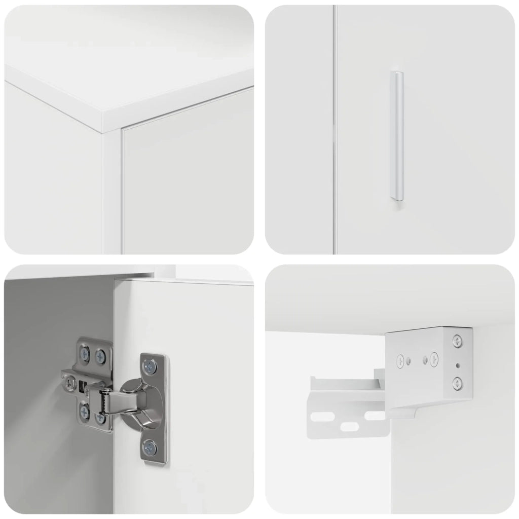 Set mobile TV Montaggio a parete 4 pcs Bianco Legno multistrato 3397896