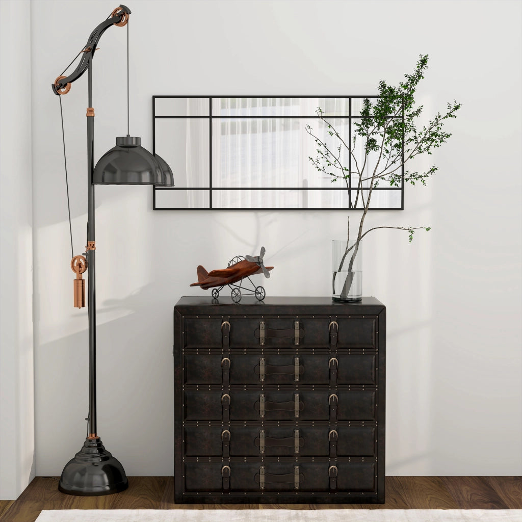 Specchio da Parete con Cornice Finestra Nero ¨C zephmum ¨C 110x50cm