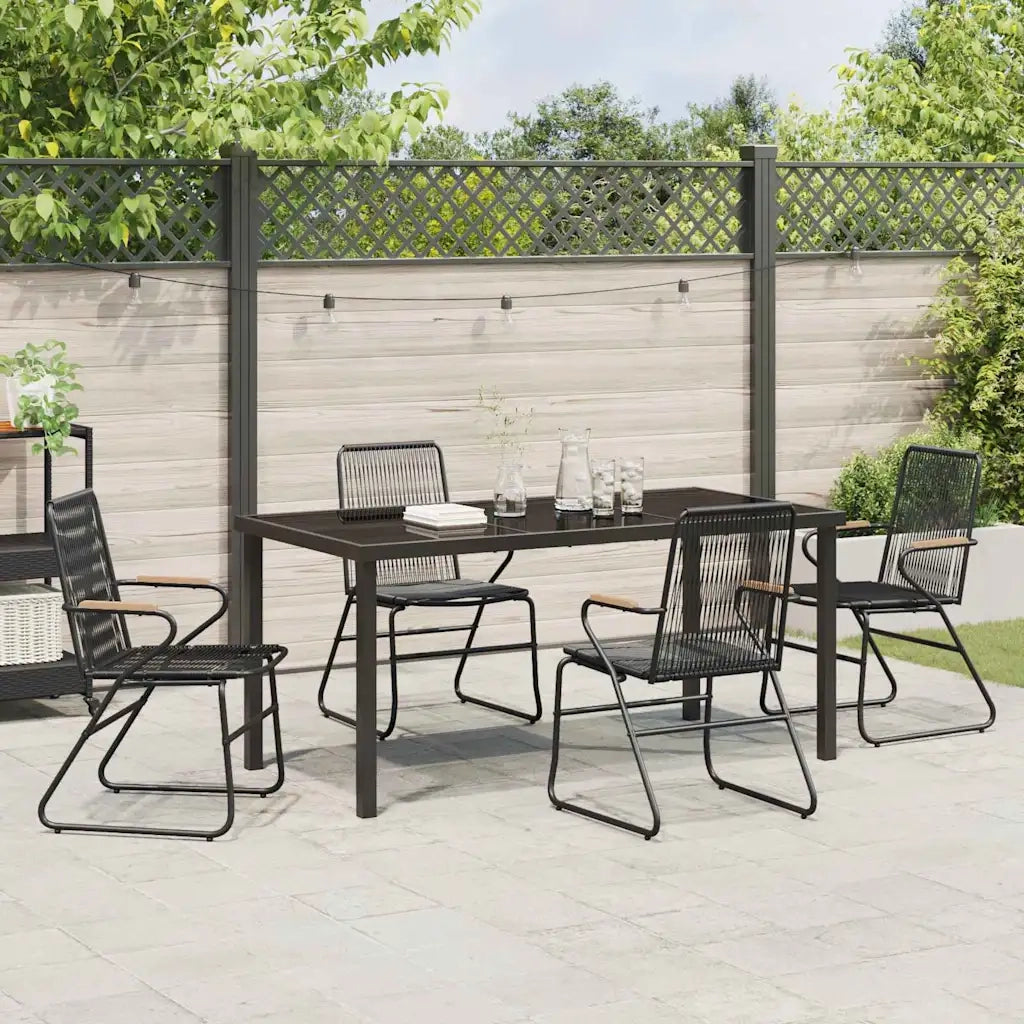 Set da Pranzo per Giardino 5 pcs Nero