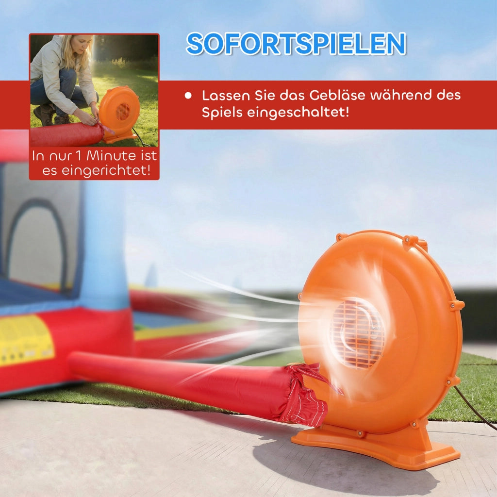 Castello gonfiabile con scivolo, trampolino e piscina ¨C zephmum ¨C 342x255x209 cm blu