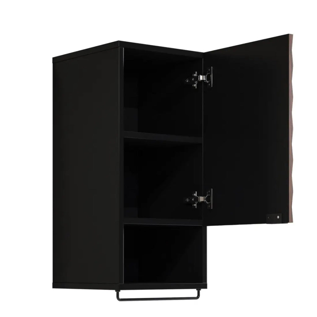Set di 3 mobili da bagno KING – Rovere scuro e nero - 60 cm