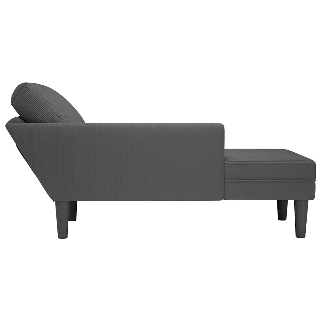 Sdraio con Cuscino Destro in Velluto a Coste Grigio Scuro CFW4301485