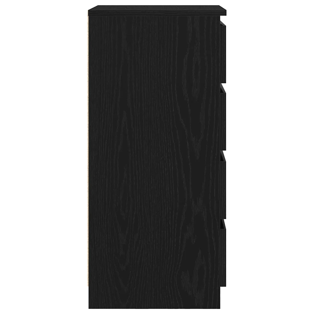 Credenza | Madia | Buffet da pranzo | Armadio da pranzo con Cassetti Rovere Nero 37,5x35x99 cm Truciolato