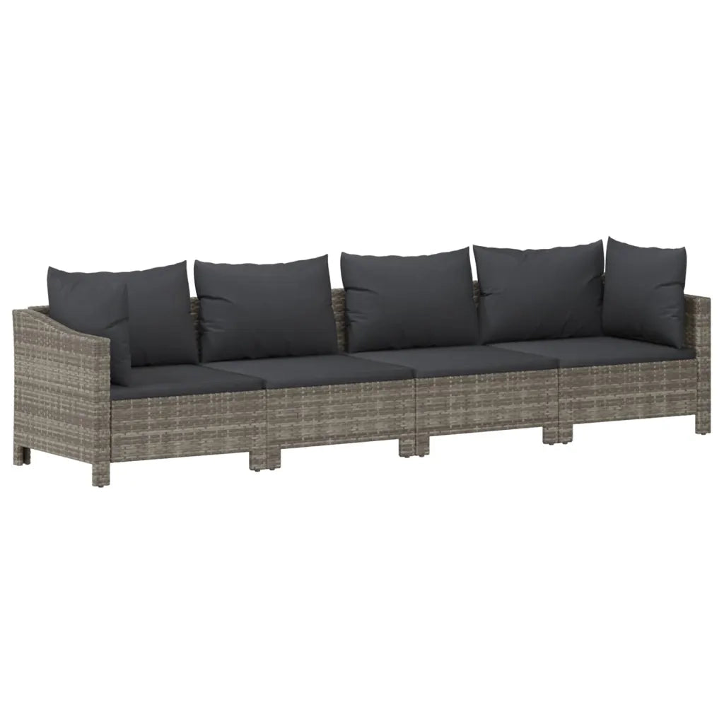 Set Divani da Giardino 5 pz con Cuscini in Polyrattan Grigio 3187270