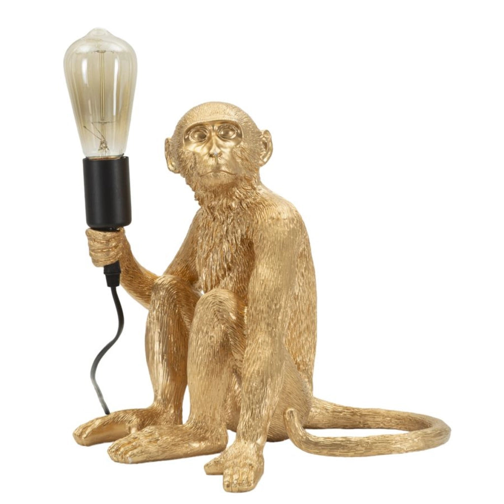 Lampada da Tavolo Scimmia 2, Oro, Poliestere, 33x33x32 cm