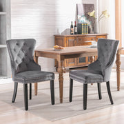 SEDIA Imbottita 51x51x97 cm in Velluto Grigio Set da 2 pezzi