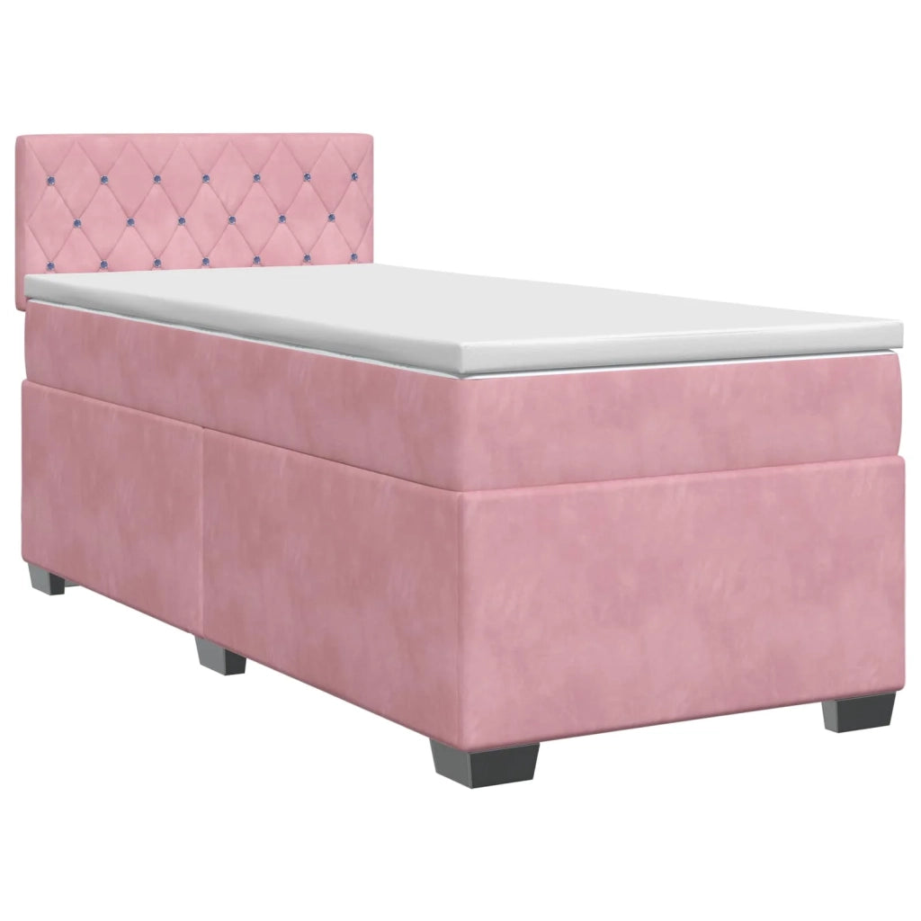 Letto box spring con materasso Rosa 80 x 200 cm Velluto 3450601