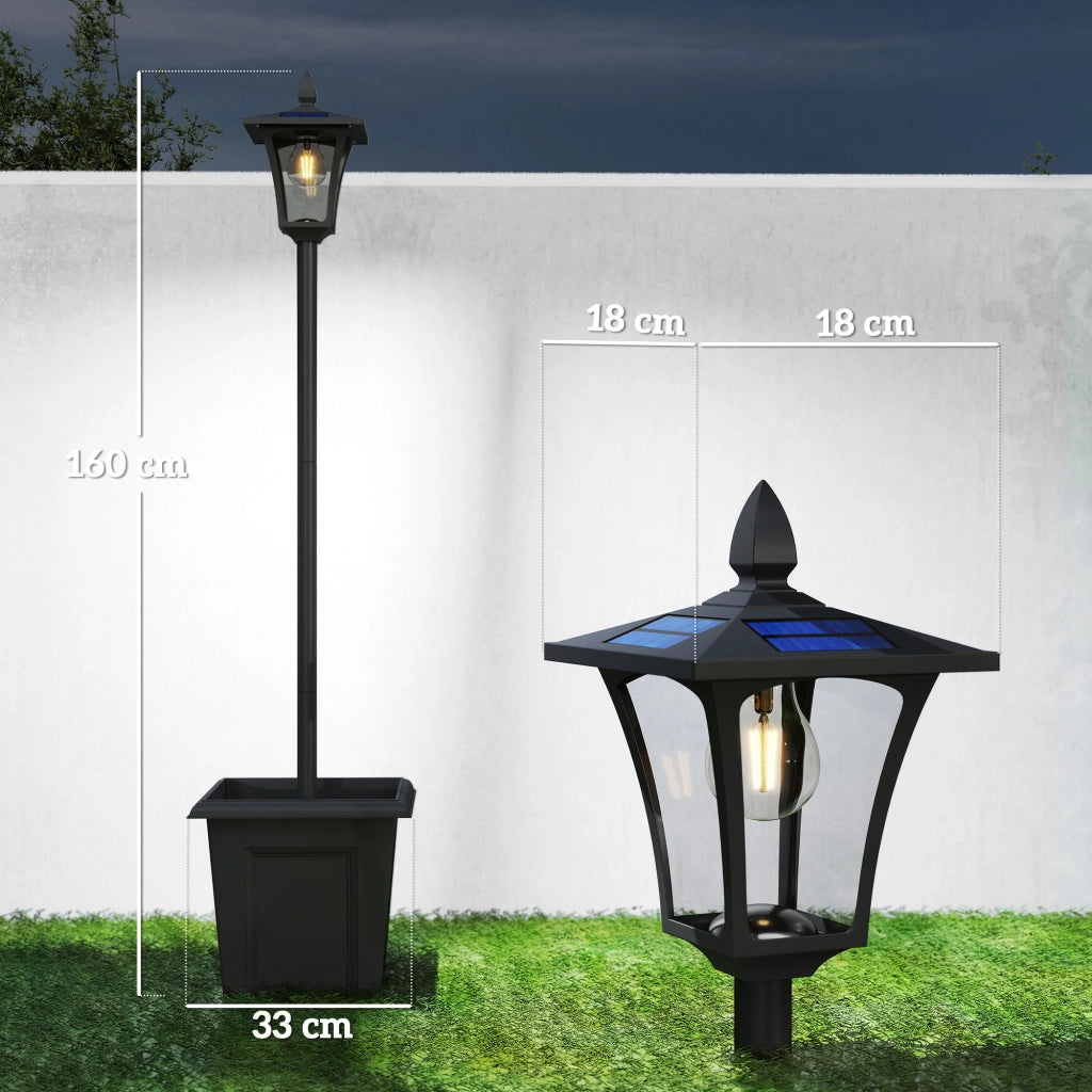 Lampada da giardino solare con fioriera ¨C zephmum ¨C nero 160cm