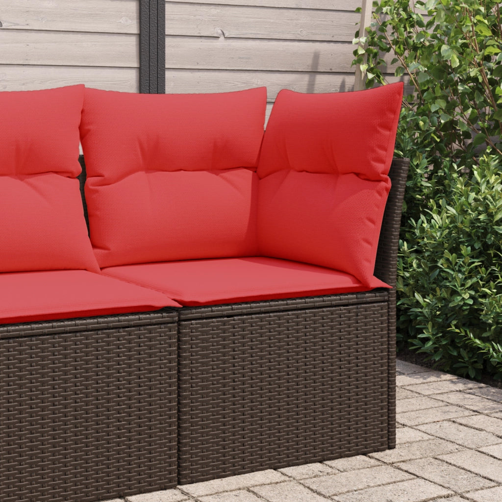 Divano da giardino angolare con cuscini marrone in polyrattan 366239