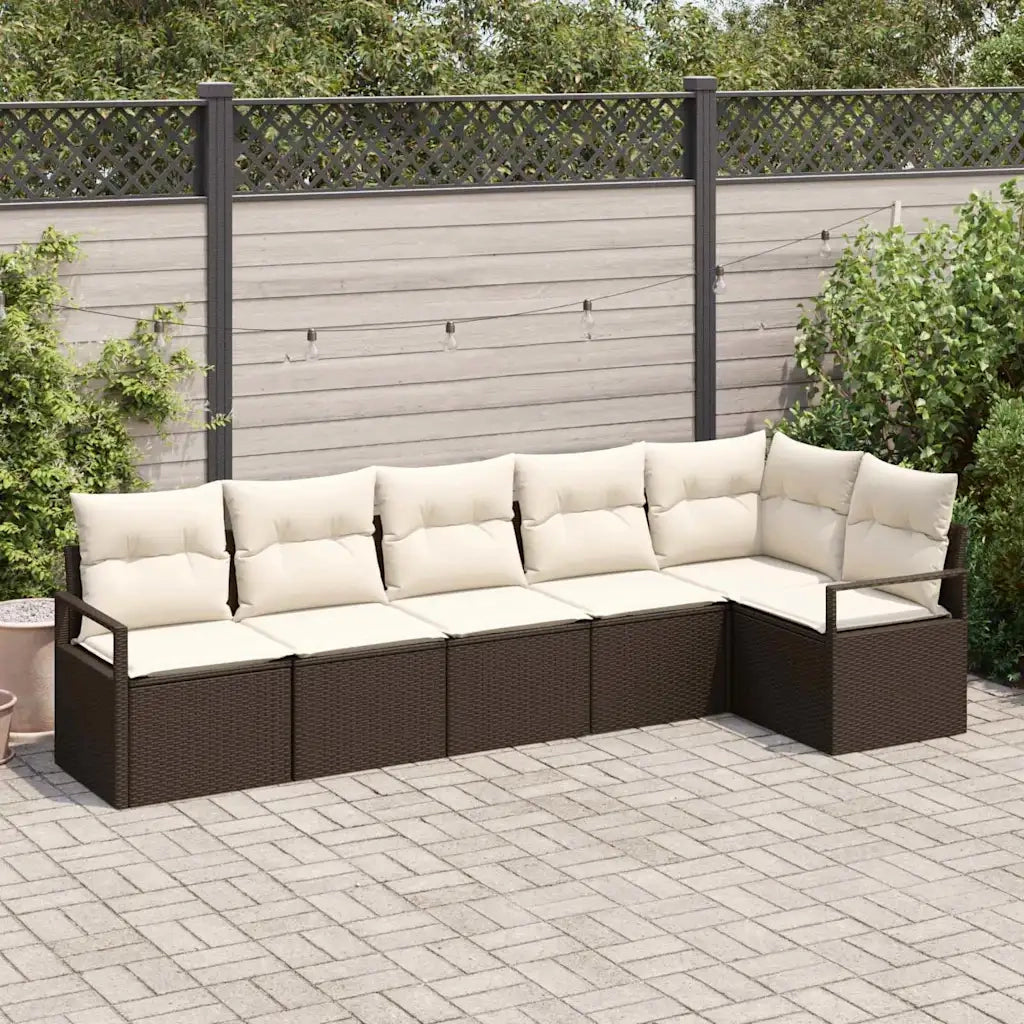 Set di divani 6 pcs Marrone polyrattan