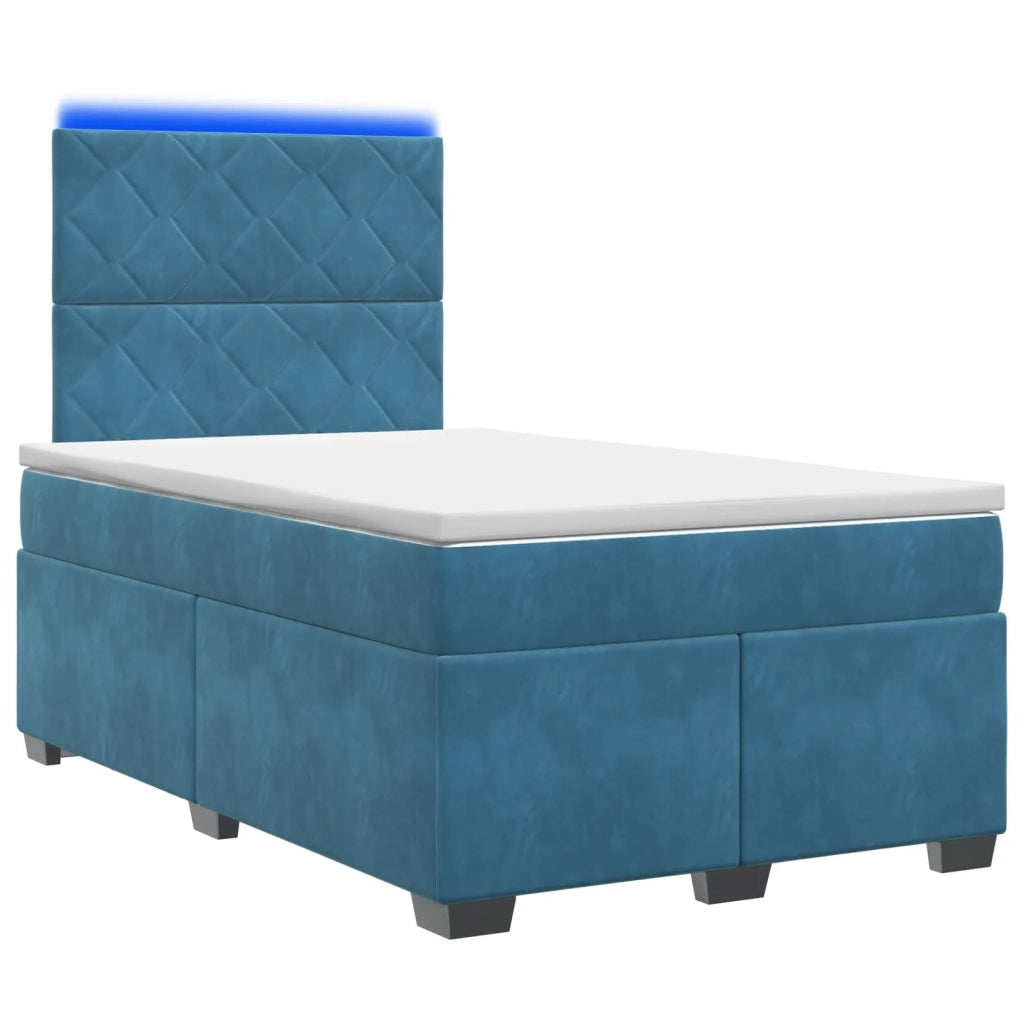 Letto box spring con materasso Blu 120 x 200 cm Velluto 3455094
