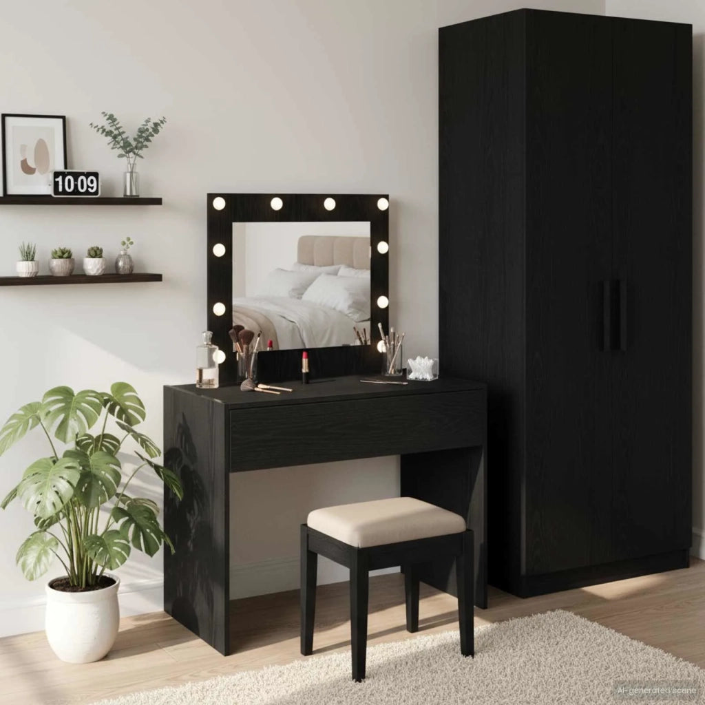 Tavolo da Trucco Nero 83 x 40 x 70 cm Legno multistrato 865227