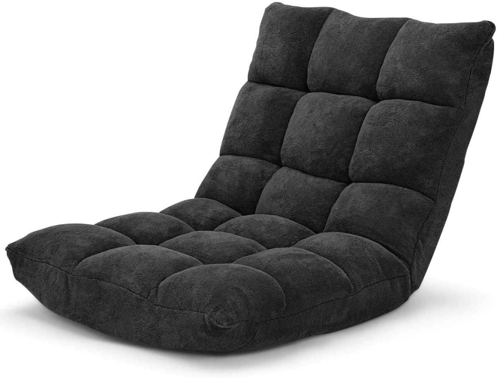 - Sedia Pieghevole da Pavimento con Schienale Regolabile in 14 Posizioni, Sedia Imbottita Portatile da Salotto,105 x 56 x 15 cm (marrone)