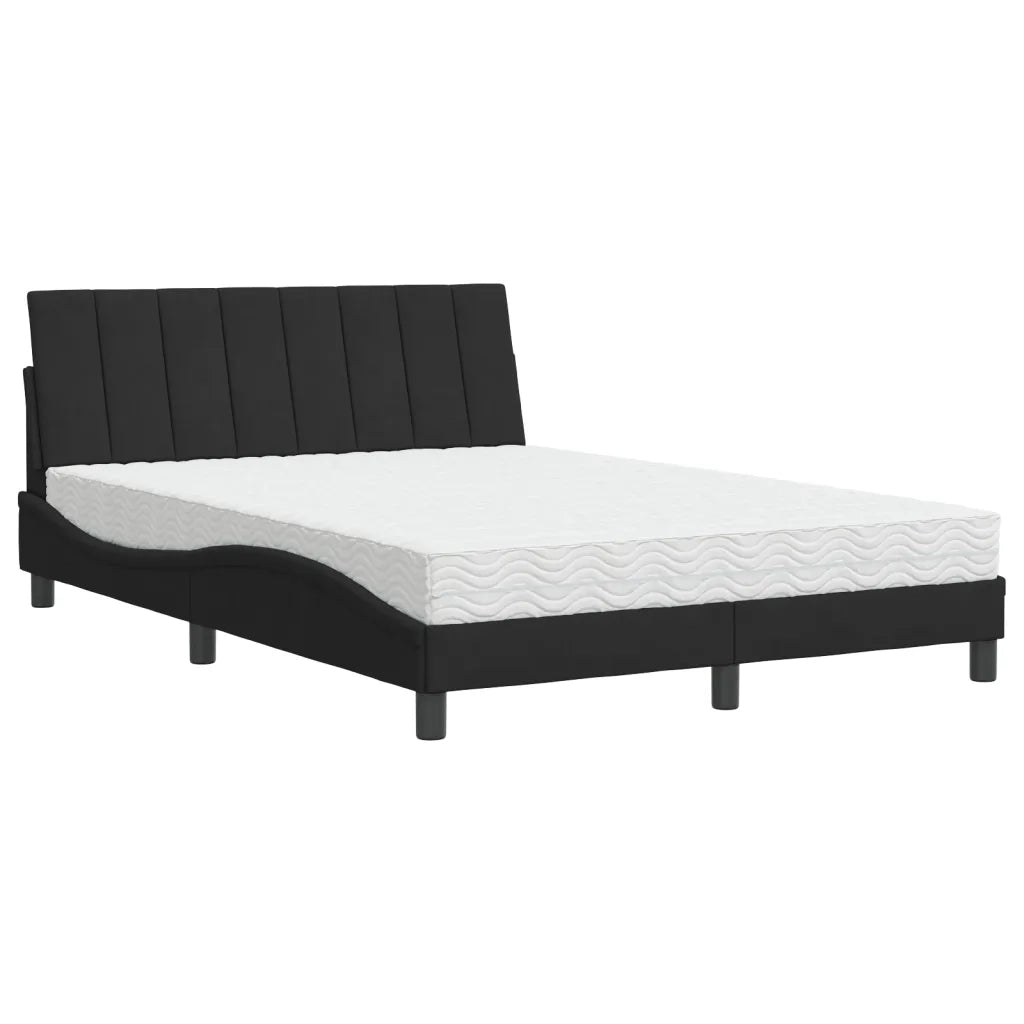 Letto con Materasso Hanko Nero 140x200 cm in Velluto
