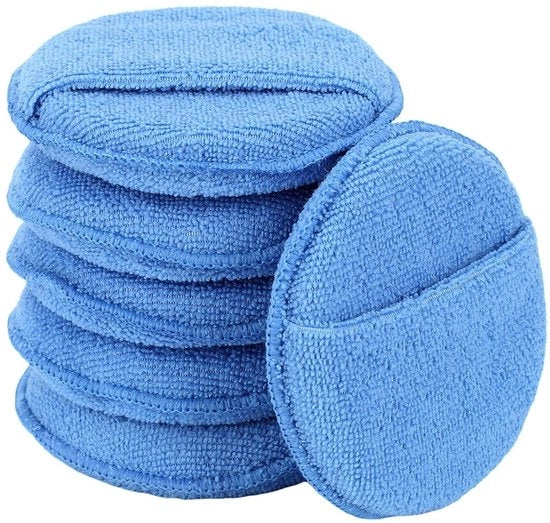 Pannelli di applicazione di cera a microfibre, applicatori di cera per auto con copriunghie, pannelli di spazzola per autolavaggio e dettaglio per fini dettagli (5 pollici, 6 pezzi)